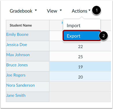 Gradebook export