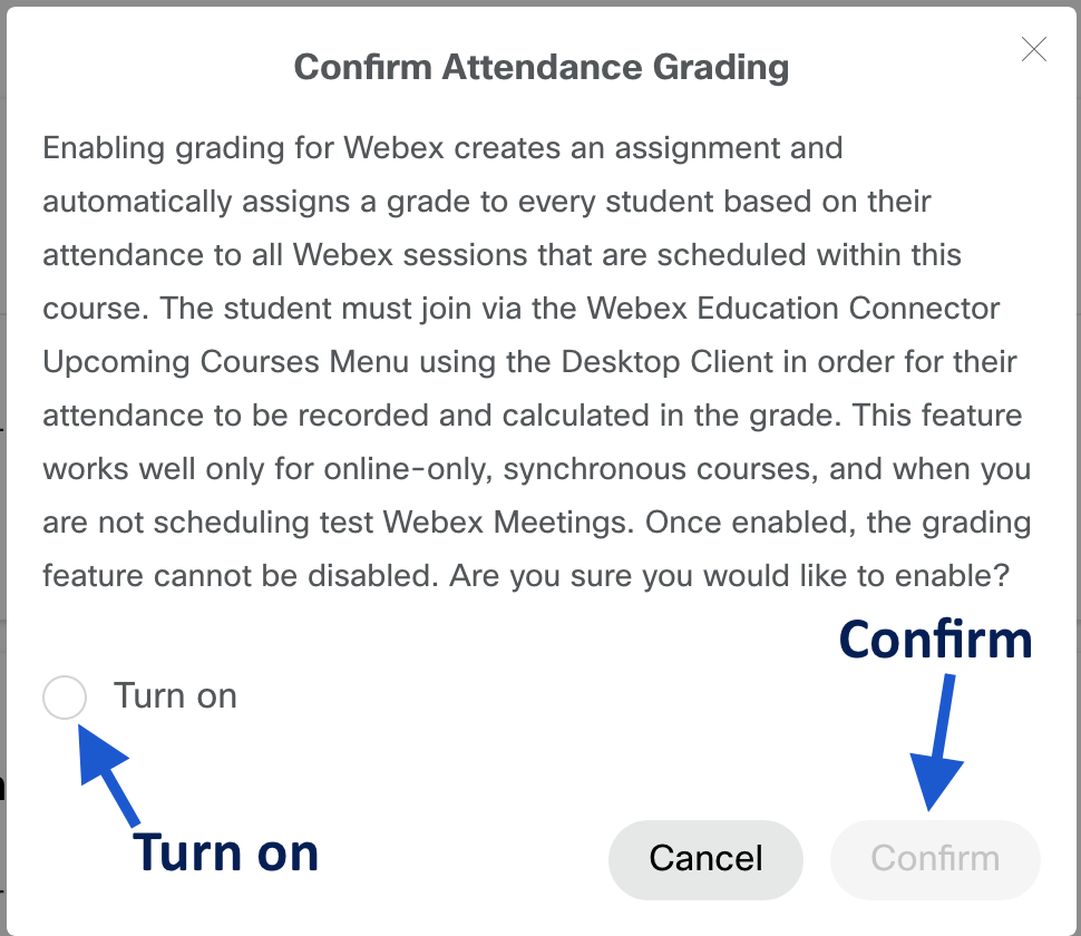 webex attendance notification window