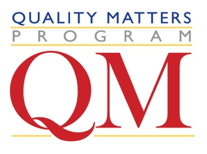This is the Quality Matters logo. It says Quality Matters Program with QM in red.