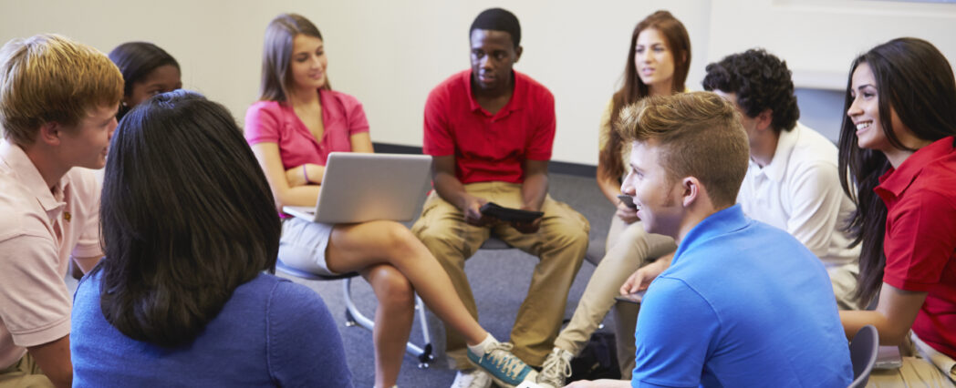 A group of students participating in a class discussion