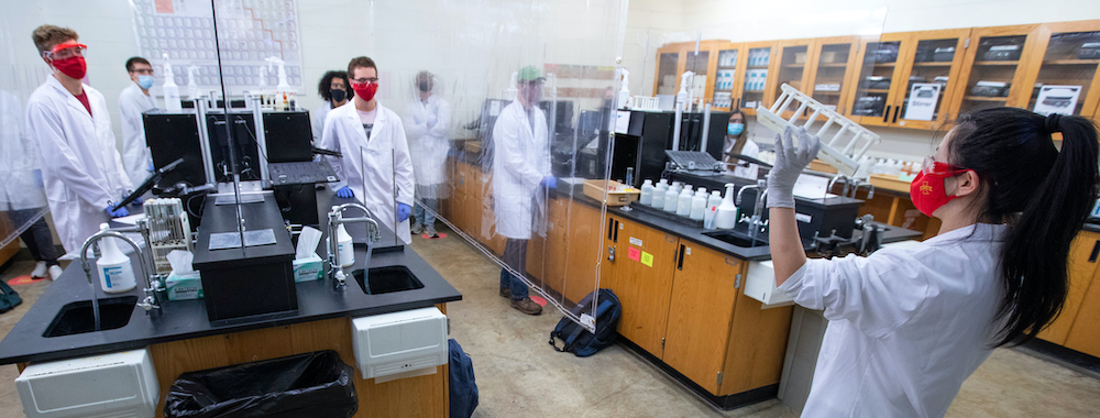 Students in a lab at Iowa State University