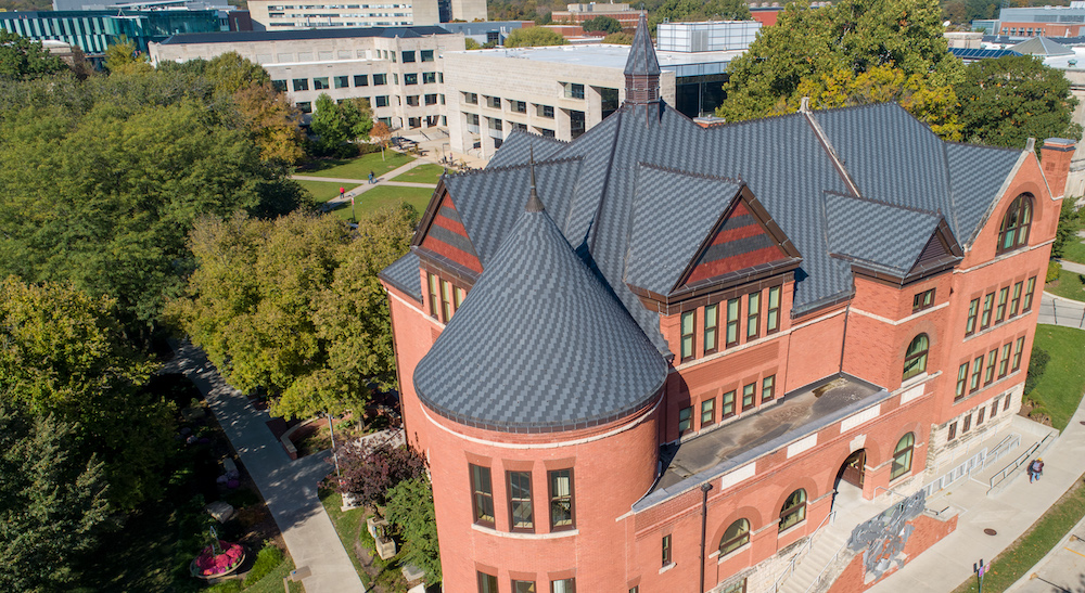 A birds-eye view of Morrill Hall at Iowa State University