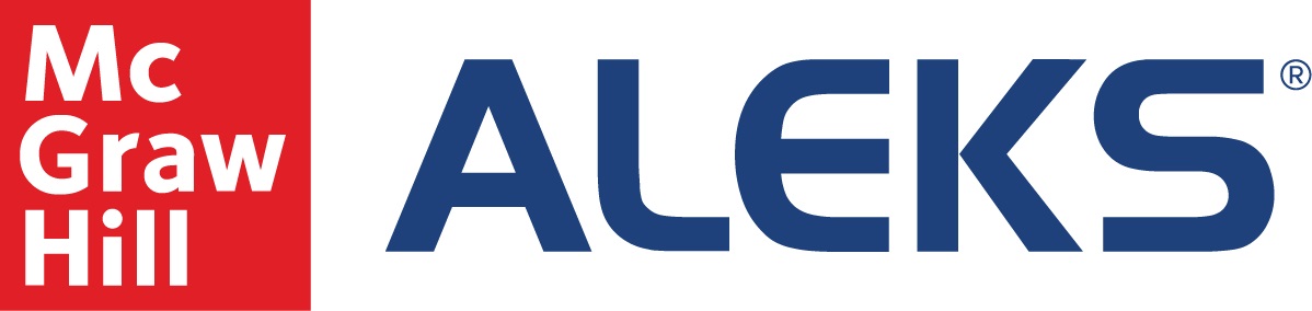 McGraw Hill ALEKS logo. Reads McGraw Hill in white text over a red square and ALEKS in all caps in blue text next to the square.