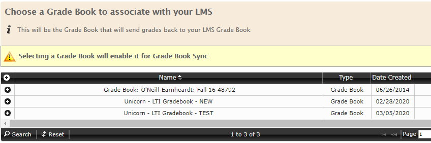 Example gradebook in Great River Learning