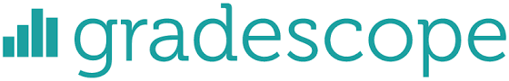 Logo for gradescope that shows a barchart in teal and all lowercase text that reads gradescope